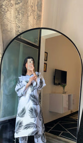 Big leaf Print Two Pieces Stitched For Girls