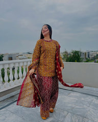 CHUNARY 3PC DIGITAL PRINT SUIT FOR GIRLS