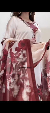 Reddish PRINT 3 PC STITCHED