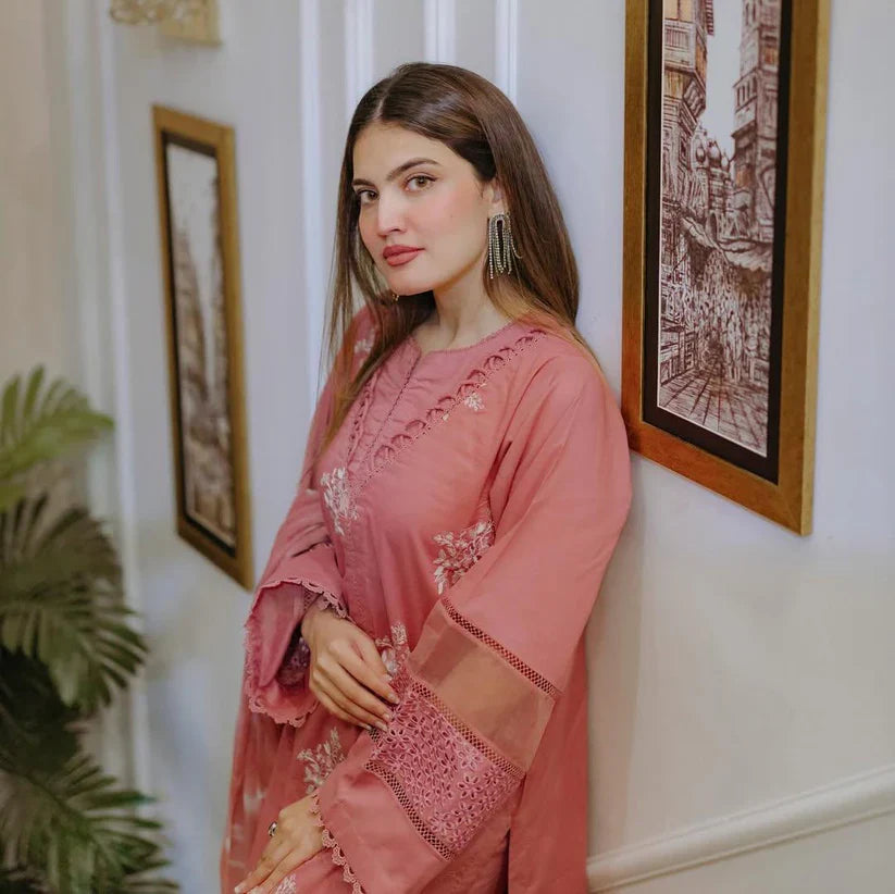HORIYA EMB CO-ORD SET STITCHED  2 PC FOR GIRLS