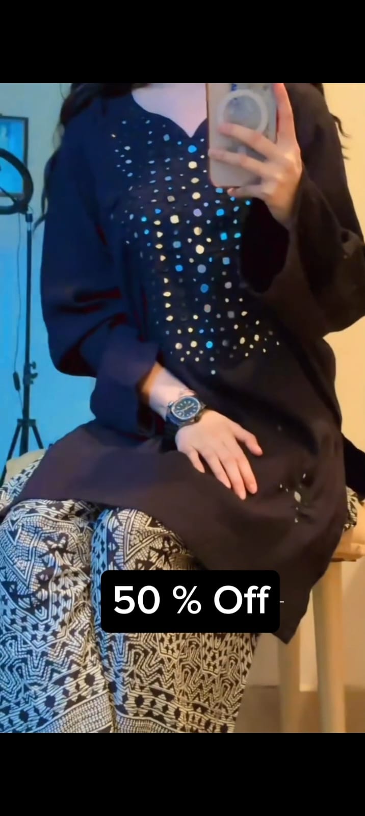 Black Mirror Embroidery 2 Piece Stiched