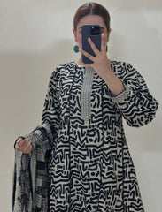 Shees Black Digital Print 2PC Suit STITCHED FOR GIRLS