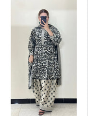 Shees Black Digital Print 2PC Suit STITCHED FOR GIRLS